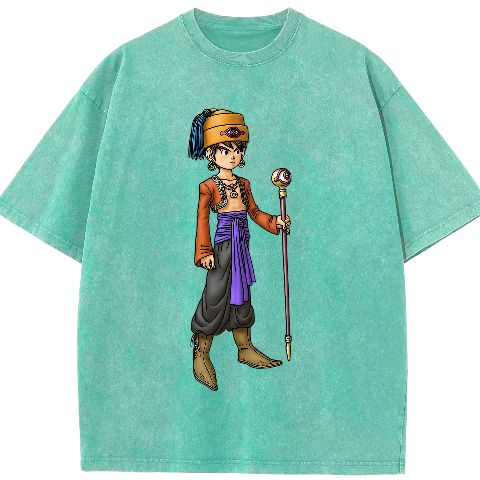 （画像用） ドラゴンクエスト Doragon Kuesuto Dragon Quest 綿100% ヴィンテージ風 半袖Tシャツ（フロントプリント）